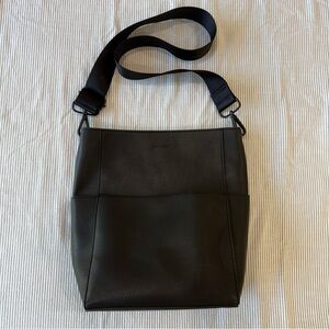 OAK + FORT Boxy Tote in Black Crossbody Faux Leather Tote Bag Purse